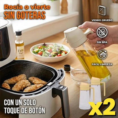 Dispensador Aceite 2 en 1 Vidrio Pack x2 - Imagen 1